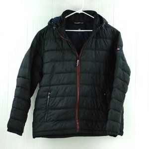 London Fog Puffer Jacket Black Soft Recycled Insulation Men's Size XL Hooded